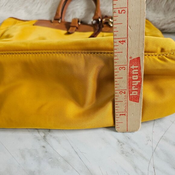Dooney and Bourke Mustard Yellow Nylon Tote Satchel - Picture 7 of 12